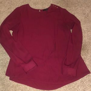 Burgundy blouse with gold button detail
